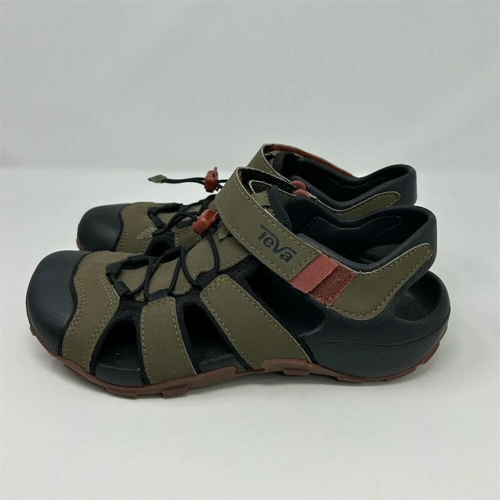 Teva Flintwood Men's Closed-Toe Sport Water Sandals Dark Olive Bungee Size 8